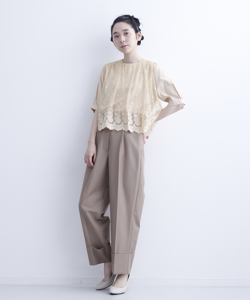 merlot plus（メルロープリュス）の「フラワー刺繍レースドッキングブラウス7443（シャツ/ブラウス・レディース・ブラック/ベージュ/ピンク・FREE）」の8枚目の写真