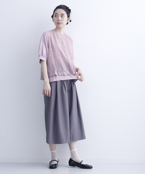 merlot plus（メルロープリュス）の「フラワー刺繍レースドッキングブラウス7443（シャツ/ブラウス・レディース・ブラック/ベージュ/ピンク・FREE）」の11枚目の写真