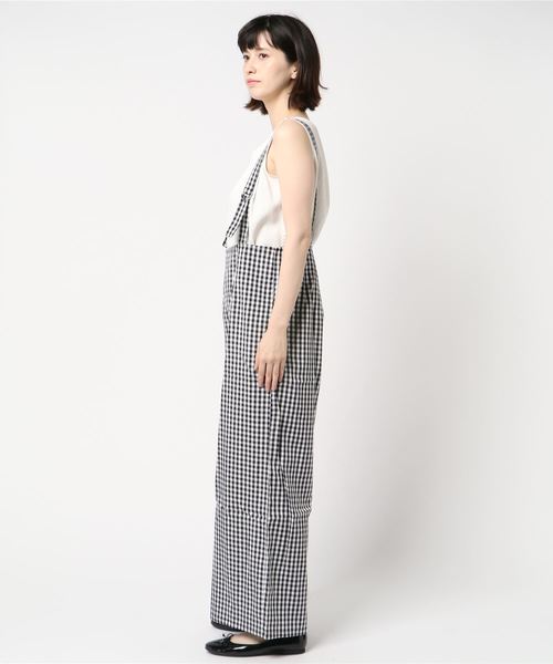 KOBE LETTUCE(コウベレタス)の「サスペンダーワイドパンツ(その他パンツ・レディース・ベージュ/ブラック/チェック・FREE)」の4枚目の写真