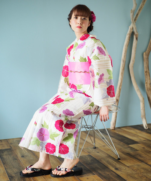 shopnikoniko（ショップニコニコ）の「雑誌掲載　セブンティーン掲載　一人でも着れる浴衣3点セット浴衣作り帯下駄（浴衣・レディース・その他/その他1/その他2/その他3/その他4/その他5/H/A/B/C/E/F/G・フリー）」の4枚目の写真