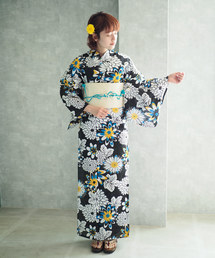 shopnikoniko | 雑誌掲載 セブンティーン掲載 一人でも着れる浴衣3点セット浴衣作り帯下駄(浴衣)