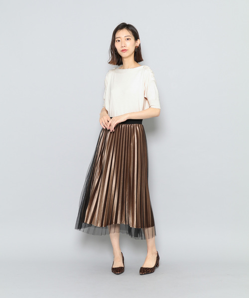 SENSE OF PLACE by URBAN RESEARCH（センスオブプレイスバイアーバンリサーチ）の「ボタンディティールセーター(半袖)（ニット/セーター・レディース・チャコールグレー/オフホワイト/モカ・FREE）」の4枚目の写真