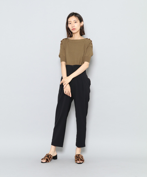 SENSE OF PLACE by URBAN RESEARCH（センスオブプレイスバイアーバンリサーチ）の「ボタンディティールセーター(半袖)（ニット/セーター・レディース・チャコールグレー/オフホワイト/モカ・FREE）」の6枚目の写真