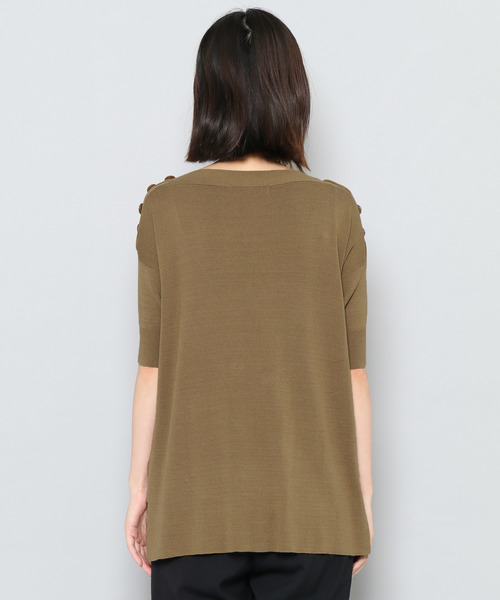 SENSE OF PLACE by URBAN RESEARCH（センスオブプレイスバイアーバンリサーチ）の「ボタンディティールセーター(半袖)（ニット/セーター・レディース・チャコールグレー/オフホワイト/モカ・FREE）」の8枚目の写真