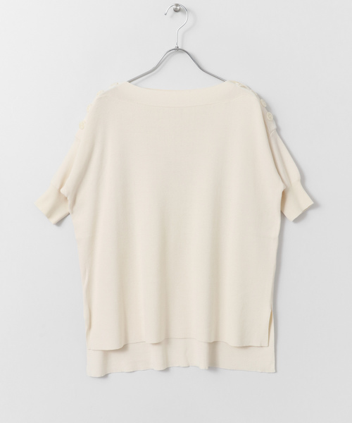 SENSE OF PLACE by URBAN RESEARCH（センスオブプレイスバイアーバンリサーチ）の「ボタンディティールセーター(半袖)（ニット/セーター・レディース・チャコールグレー/オフホワイト/モカ・FREE）」の9枚目の写真