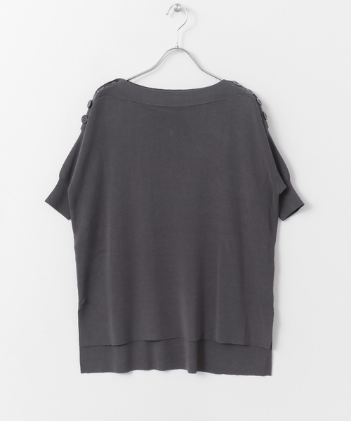 SENSE OF PLACE by URBAN RESEARCH（センスオブプレイスバイアーバンリサーチ）の「ボタンディティールセーター(半袖)（ニット/セーター・レディース・チャコールグレー/オフホワイト/モカ・FREE）」の10枚目の写真