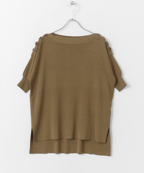 SENSE OF PLACE by URBAN RESEARCH（センスオブプレイスバイアーバンリサーチ）の「ボタンディティールセーター(半袖)（ニット/セーター・レディース・チャコールグレー/オフホワイト/モカ・FREE）」の11枚目の写真