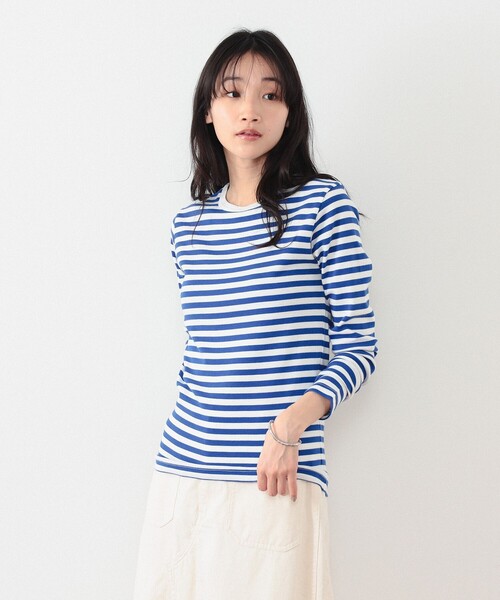 BEAMS BOY(ビームスボーイ)の「BEAMS BOY / フライス 1cm ボーダー カットソー(Tシャツ/カットソー)」|ブルー