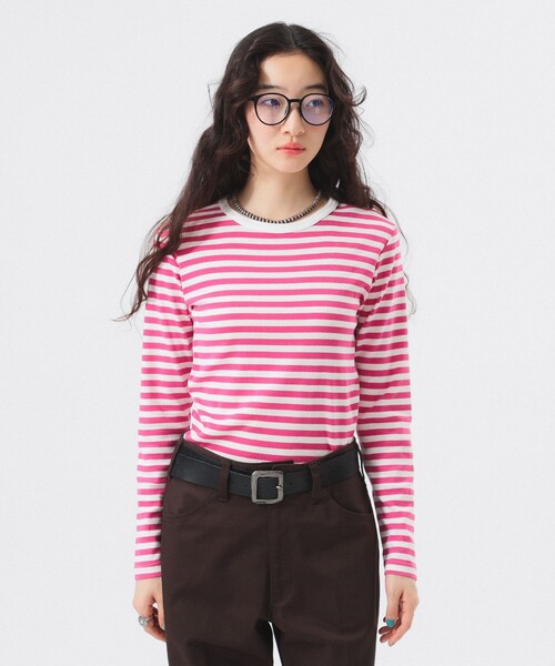 BEAMS BOY(ビームスボーイ)の「BEAMS BOY / フライス 1cm ボーダー(Tシャツ/カットソー・レディース・ライトグレー/ブラック/ベージュ/ブルー/ネイビー/チャコールグレー/ブラウン/レッド系その他/レッド/ブラック系その他・ONE SIZE)」の20枚目の写真