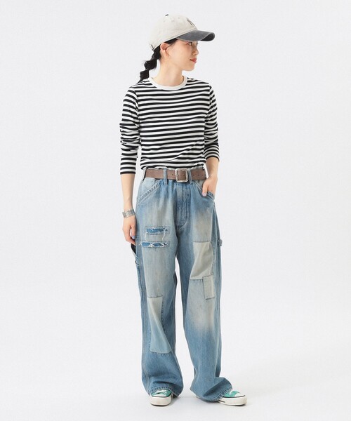 BEAMS BOY（ビームスボーイ）の「【追加】フライス 1cm ボーダー Tシャツ（Tシャツ/カットソー・レディース・ブラック/ライトグレー/ネイビー/ベージュ/ブルー/チャコールグレー/ブラウン/レッド系その他/レッド/ブラック系その他/オレンジ/インディゴブルー・ONE SIZE）」の13枚目の写真