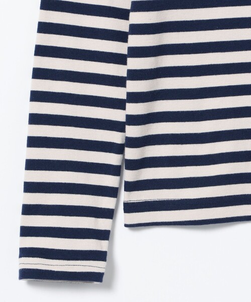 BEAMS BOY（ビームスボーイ）の「フライス 1cm ボーダー Tシャツ（Tシャツ/カットソー・レディース・ブラック/ライトグレー/ネイビー/ベージュ/ブルー/チャコールグレー/ブラウン/レッド系その他/レッド/ブラック系その他/オレンジ/インディゴブルー・ONE SIZE）」の19枚目の写真