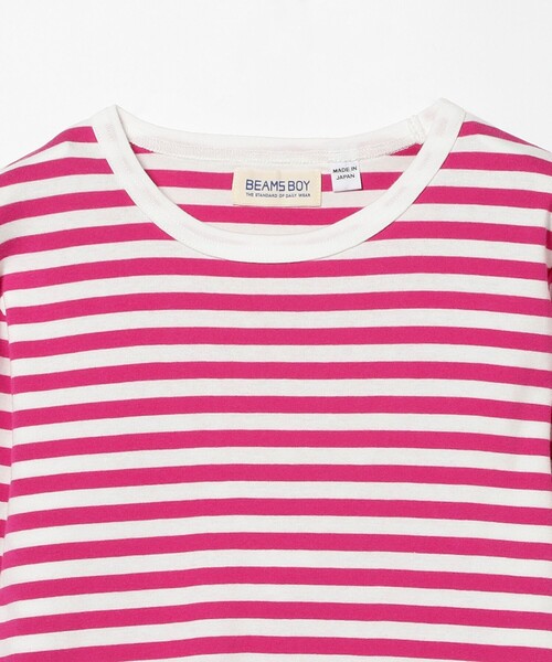BEAMS BOY（ビームスボーイ）の「フライス 1cm ボーダー Tシャツ（Tシャツ/カットソー・レディース・ブラック/ライトグレー/ネイビー/ベージュ/ブルー/チャコールグレー/ブラウン/レッド系その他/レッド/ブラック系その他/オレンジ/インディゴブルー・ONE SIZE）」の15枚目の写真
