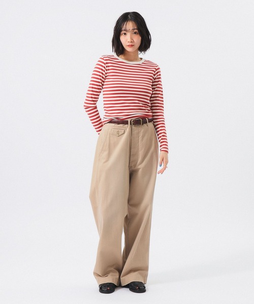 BEAMS BOY（ビームスボーイ）の「フライス 1cm ボーダー Tシャツ（Tシャツ/カットソー・レディース・ブラック/ライトグレー/ネイビー/ベージュ/ブルー/チャコールグレー/ブラウン/レッド系その他/レッド/ブラック系その他/オレンジ/インディゴブルー・ONE SIZE）」の14枚目の写真