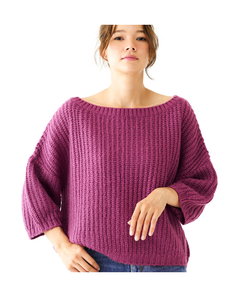 flower(フラワー)の「ジュウェルカラーニット(ニット/セーター・レディース・アッシュグレー/パープル/ブルー・FREE)」の1枚目の写真