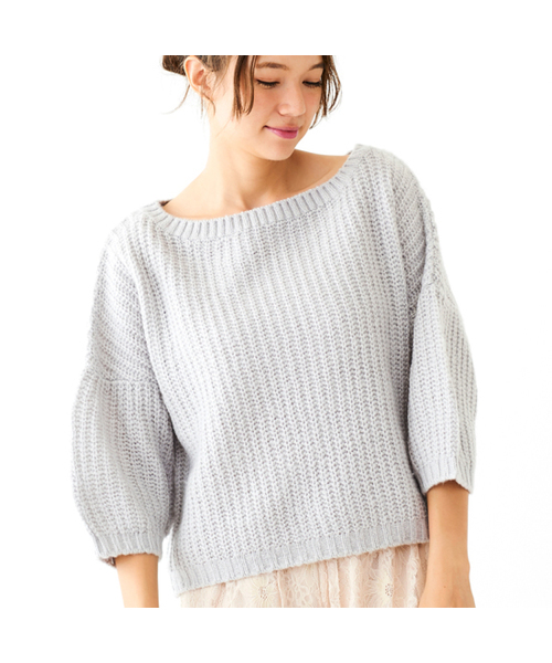 flower(フラワー)の「ジュウェルカラーニット(ニット/セーター・レディース・アッシュグレー/パープル/ブルー・FREE)」の2枚目の写真