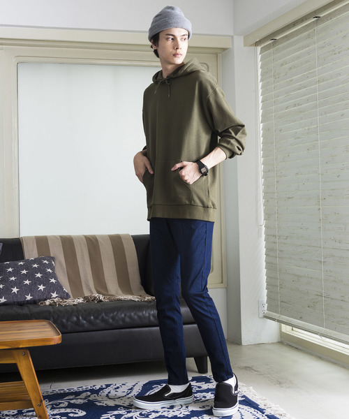WEGO(ウィゴー)の「WEGO/カラー裏毛プルパーカー(パーカー・メンズ・カーキ/ホワイト/ブラック/ネイビー/オートミール/杢グレー/ワイン・MEDIUM/LARGE/SMALL)」の12枚目の写真