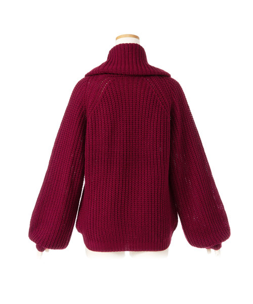 夢展望(ユメテンボウ)の「オフタートルボリュームバルーンスリーブ畦ニットトップス(ニット/セーター・レディース・ライトグレー/ブラック/ベージュ/レッド/オフホワイト/ピンク/ボルドー/マスタード/ブラック×ホワイト/パープル系その他/ピンク系その他/ロイヤルブルー・MEDIUM/LARGE)」の18枚目の写真