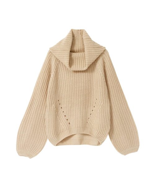 夢展望(ユメテンボウ)の「オフタートルボリュームバルーンスリーブ畦ニットトップス(ニット/セーター・レディース・ライトグレー/ブラック/ベージュ/レッド/オフホワイト/ピンク/ボルドー/マスタード/ブラック×ホワイト/パープル系その他/ピンク系その他/ロイヤルブルー・MEDIUM/LARGE)」の14枚目の写真