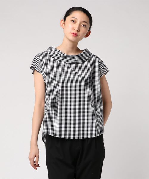 12Twelve Agenda(トゥエルブ アジェンダ)の「オフロールカラーブラウス(シャツ/ブラウス・レディース・ブラック/オフホワイト/クリアブラック・M)」の7枚目の写真
