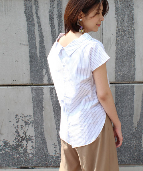 12Twelve Agenda(トゥエルブ アジェンダ)の「オフロールカラーブラウス(シャツ/ブラウス・レディース・ブラック/オフホワイト/クリアブラック・M)」の9枚目の写真