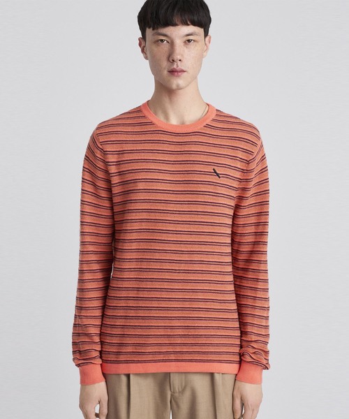 Saturdays NYC（サタデーズ ニューヨークシティ ）の「Lee Stripe Sweater（ニット/セーター・メンズ・ブラック/ホワイト/オレンジ・M/X-LARGE/L/X-SMALL/S）」の3枚目の写真