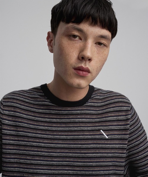Saturdays NYC（サタデーズ ニューヨークシティ ）の「Lee Stripe Sweater（ニット/セーター・メンズ・ブラック/ホワイト/オレンジ・M/X-LARGE/L/X-SMALL/S）」の8枚目の写真