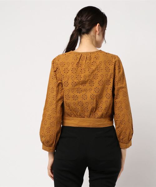 セール】IENA LA BOUCLE レースアップ刺繍ブラウス◇（シャツ