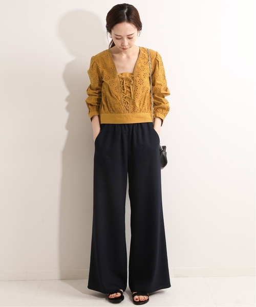 IENA - usa様　IENA ブラウス　オーガンジー　刺繍 セール】IENA LA BOUCLE レースアップ刺繍ブラウス◇（シャツ
