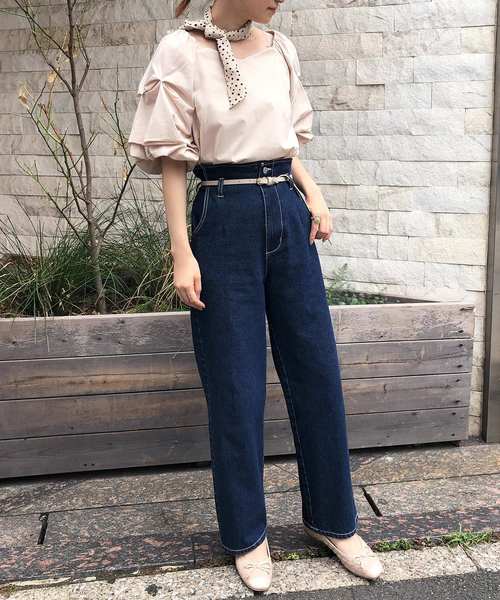 one after another NICE CLAUP(ワンアフターアナザーナイスクラップ)の「ベルト付きハイウエストデニムパンツ(デニムパンツ・レディース・ブラック/ネイビー/ブルー・SMALL/MEDIUM)」の17枚目の写真