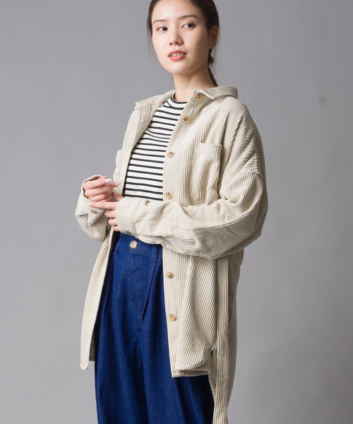marle(マルレ)の「コーデュロイベルト付ビッグシルエットシャツ(シャツ/ブラウス・レディース・チャコールグレー/キャメル/ベージュ・FREE)」の3枚目の写真