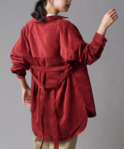 marle(マルレ)の「コーデュロイベルト付ビッグシルエットシャツ(シャツ/ブラウス・レディース・チャコールグレー/キャメル/ベージュ・FREE)」の8枚目の写真