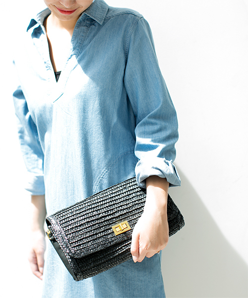 NANO universe（ナノユニバース）の「かごショルダーバッグ（ショルダーバッグ・レディース・ブラック/ベージュ・FREE）」の3枚目の写真