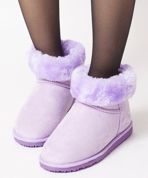 WEGO（ウィゴー）の「WEGO/フェイクムートンインヒールブーツ（ブーツ・レディース・グレー/パープル/キャメル/ピンク/ワイン/ブラック・23.5/24.5）」の4枚目の写真