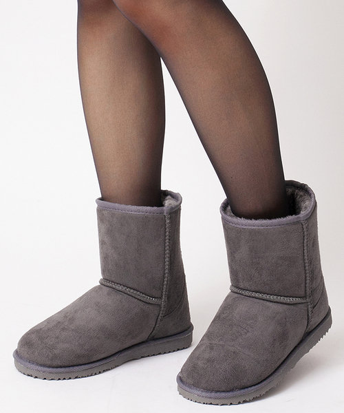 WEGO（ウィゴー）の「WEGO/フェイクムートンインヒールブーツ（ブーツ・レディース・グレー/パープル/キャメル/ピンク/ワイン/ブラック・23.5/24.5）」の3枚目の写真