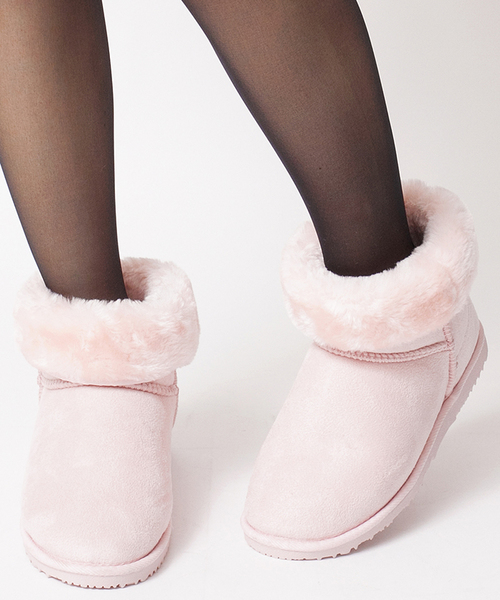 WEGO（ウィゴー）の「WEGO/フェイクムートンインヒールブーツ（ブーツ・レディース・グレー/パープル/キャメル/ピンク/ワイン/ブラック・23.5/24.5）」の5枚目の写真