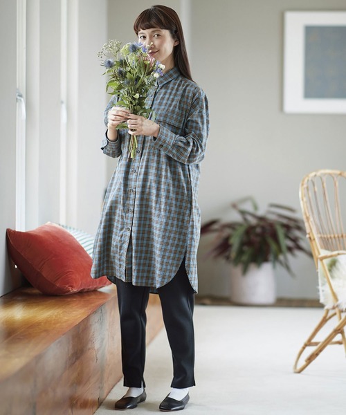 セール サニークラウズ ｆｅａｔ ｓｈｕｔｔｌｅ ｎｏｔｅｓ さらりチェックのシャツワンピ レディース シャツワンピース Sunny Clouds サニークラウズ のファッション通販 Zozotown