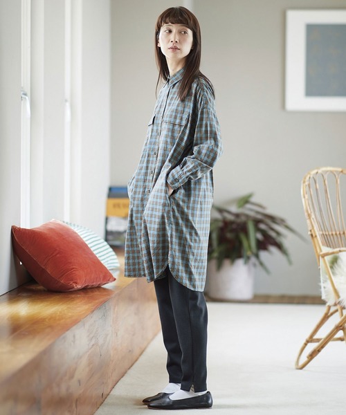 セール Clouds サニークラウズ のファッション Sunny サニークラウズ ｆｅａｔ ｓｈｕｔｔｌｅ ｎｏｔｅｓ さらりチェックのシャツワンピ レディース シャツワンピース Sunny