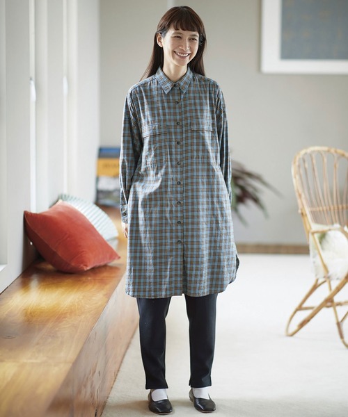 セール Clouds サニークラウズ のファッション Sunny サニークラウズ ｆｅａｔ ｓｈｕｔｔｌｅ ｎｏｔｅｓ さらりチェックのシャツワンピ レディース シャツワンピース Sunny