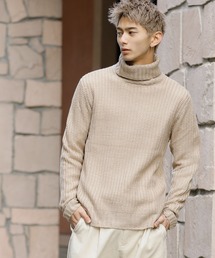 ローゲージ 畦編み ルーズシルエット タートルネック ニット