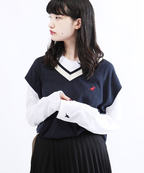 KANGOL（カンゴール）の「KANGOL / カンゴール オーバーサイズ チルデンニットベスト（ベスト・メンズ・ブラック系その他/ブラック系その他2/ホワイト系その他/ホワイト系その他2/ベージュ系その他/ベージュ系その他2/ブルー系その他/ブルー系その他2・MEDIUM/LARGE/X-LARGE）」の8枚目の写真