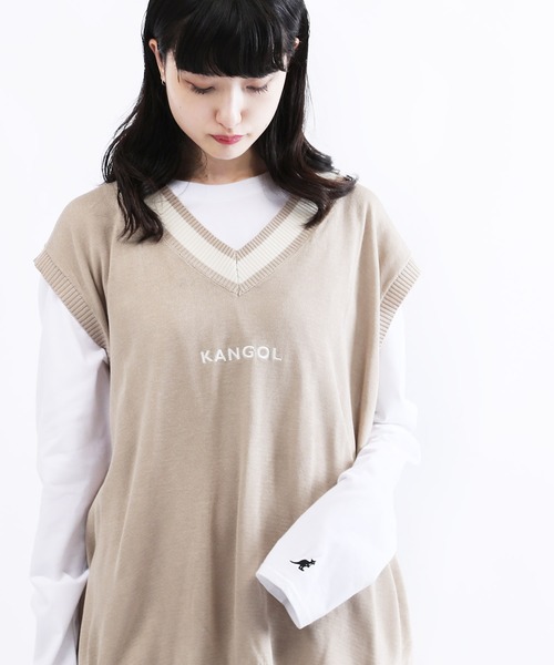 KANGOL（カンゴール）の「KANGOL / カンゴール オーバーサイズ チルデンニットベスト（ベスト・メンズ・ブラック系その他/ブラック系その他2/ホワイト系その他/ホワイト系その他2/ベージュ系その他/ベージュ系その他2/ブルー系その他/ブルー系その他2・MEDIUM/LARGE/X-LARGE）」の7枚目の写真