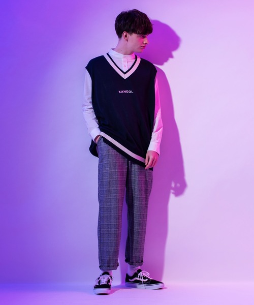 KANGOL（カンゴール）の「KANGOL / カンゴール オーバーサイズ チルデンニットベスト（ベスト・メンズ・ブラック系その他/ブラック系その他2/ホワイト系その他/ホワイト系その他2/ベージュ系その他/ベージュ系その他2/ブルー系その他/ブルー系その他2・MEDIUM/LARGE/X-LARGE）」の20枚目の写真