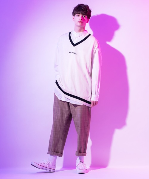 KANGOL（カンゴール）の「KANGOL / カンゴール オーバーサイズ チルデンニットベスト（ベスト・メンズ・ブラック系その他/ブラック系その他2/ホワイト系その他/ホワイト系その他2/ベージュ系その他/ベージュ系その他2/ブルー系その他/ブルー系その他2・MEDIUM/LARGE/X-LARGE）」の14枚目の写真