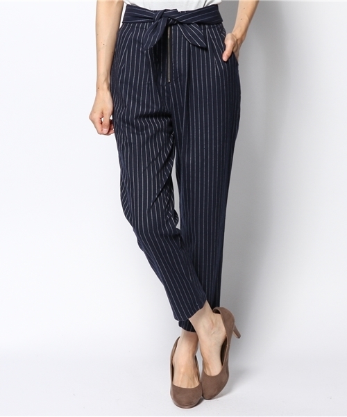 WEGO（ウィゴー）の「WEGO/リボンフラノタックパンツ（スラックス・レディース・ダークグレー/ブルー/キャメル・FREE）」の3枚目の写真