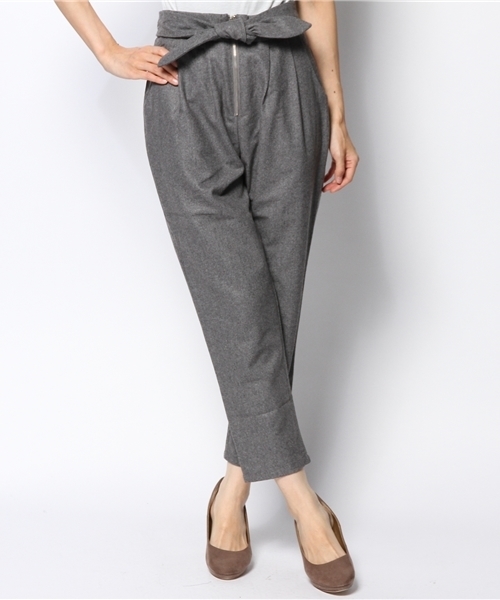 WEGO（ウィゴー）の「WEGO/リボンフラノタックパンツ（スラックス・レディース・ダークグレー/ブルー/キャメル・FREE）」の2枚目の写真