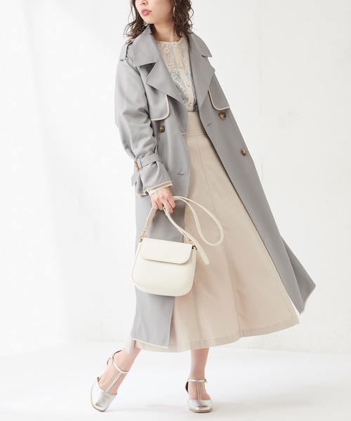 natural couture（ナチュラルクチュール）の「パイピングトレンチコート（トレンチコート・レディース・ベージュ/グリーン系その他/ライトベージュ・FREE）」の3枚目の写真