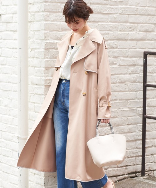 natural couture（ナチュラルクチュール）の「パイピングトレンチコート（トレンチコート・レディース・ベージュ/グリーン系その他/ライトベージュ・FREE）」の15枚目の写真