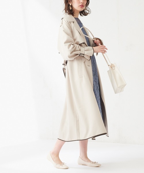 natural couture（ナチュラルクチュール）の「パイピングトレンチコート（トレンチコート・レディース・ベージュ/グリーン系その他/ライトベージュ・FREE）」の18枚目の写真