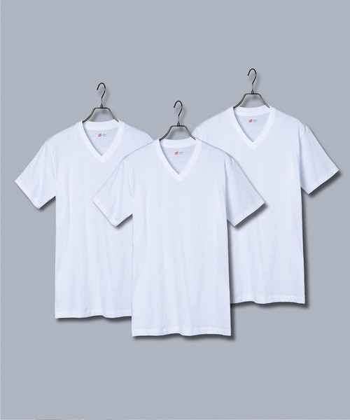 HANES(ヘインズ)の「Hanes ヘインズ 3枚組 アオラベルクルーネックTシャツ VネックTシャツ HM2115G HM2125G(Tシャツ/カットソー・メンズ・ホワイト/ホワイト系その他・XL/S/L/SMALL/M/MEDIUM/LARGE/X-LARGE)」の2枚目の写真