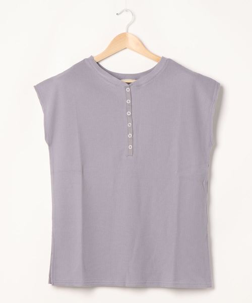 apres jour mignon（アプレジュールミニョン）の「スナップボタンワッフルトップス【ZOZOTOWN限定アイテム】（Tシャツ/カットソー・レディース・パープル/ブラック/アイボリー・フリー）」の4枚目の写真